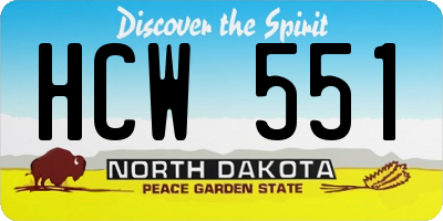 ND license plate HCW551
