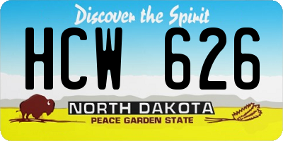 ND license plate HCW626
