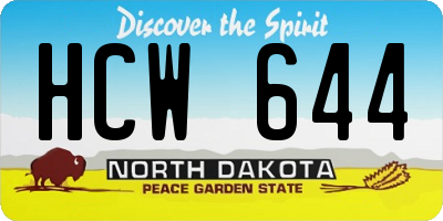 ND license plate HCW644