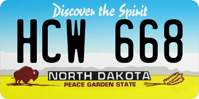 ND license plate HCW668
