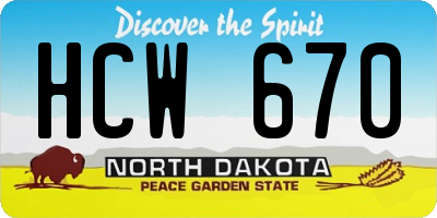ND license plate HCW670