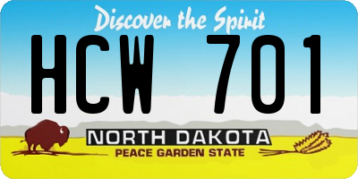 ND license plate HCW701