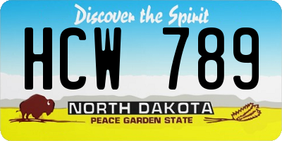 ND license plate HCW789