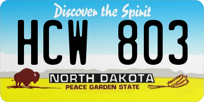 ND license plate HCW803