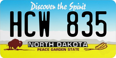 ND license plate HCW835