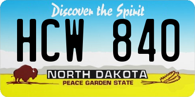 ND license plate HCW840