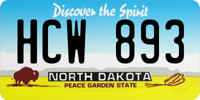 ND license plate HCW893