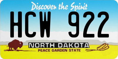 ND license plate HCW922