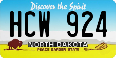 ND license plate HCW924
