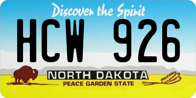 ND license plate HCW926