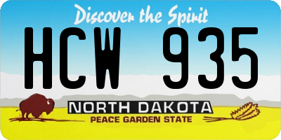 ND license plate HCW935
