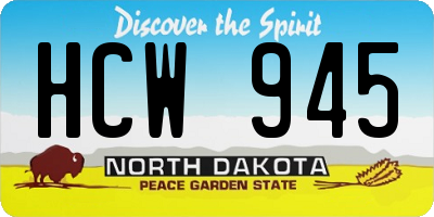 ND license plate HCW945