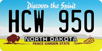 ND license plate HCW950