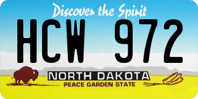 ND license plate HCW972