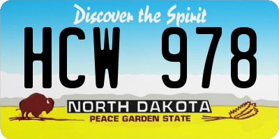 ND license plate HCW978