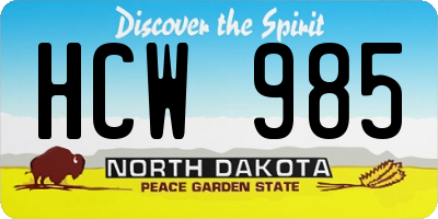 ND license plate HCW985