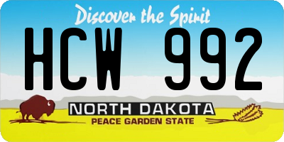ND license plate HCW992