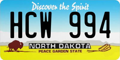 ND license plate HCW994