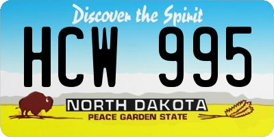 ND license plate HCW995
