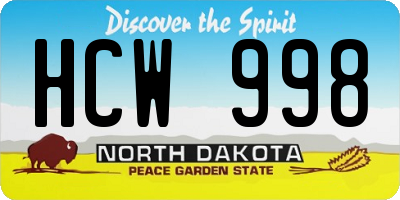 ND license plate HCW998