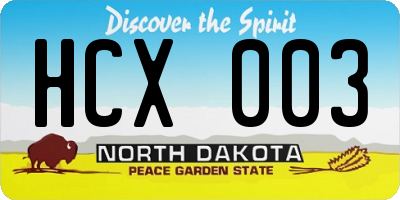 ND license plate HCX003