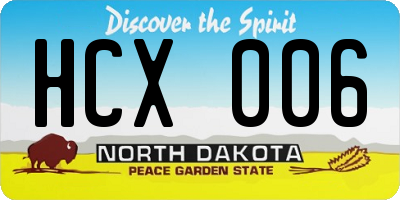 ND license plate HCX006