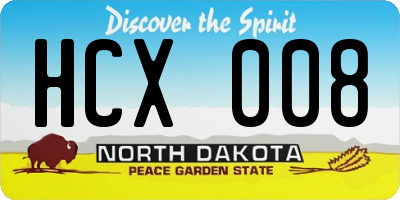 ND license plate HCX008