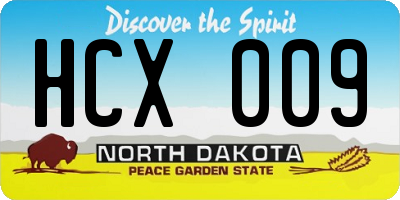 ND license plate HCX009