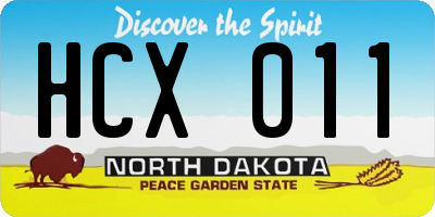 ND license plate HCX011