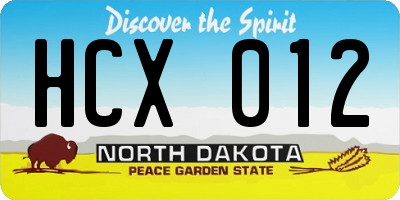 ND license plate HCX012