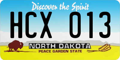 ND license plate HCX013