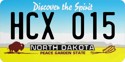 ND license plate HCX015