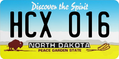 ND license plate HCX016
