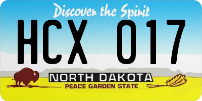 ND license plate HCX017