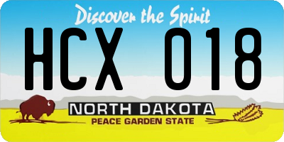 ND license plate HCX018