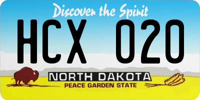 ND license plate HCX020