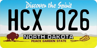 ND license plate HCX026