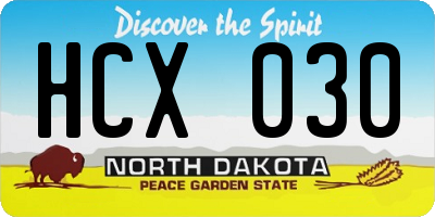 ND license plate HCX030