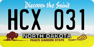 ND license plate HCX031