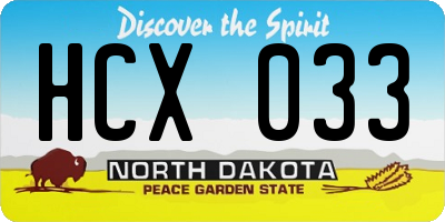 ND license plate HCX033