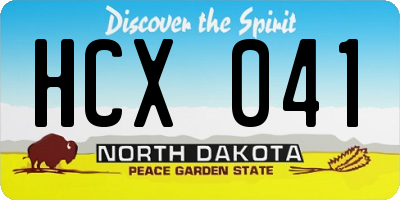 ND license plate HCX041