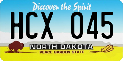 ND license plate HCX045