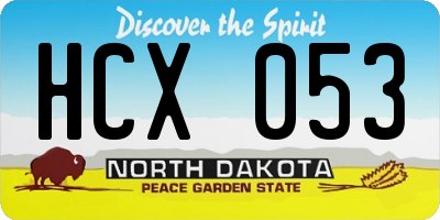 ND license plate HCX053