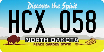 ND license plate HCX058