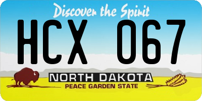 ND license plate HCX067