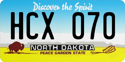 ND license plate HCX070