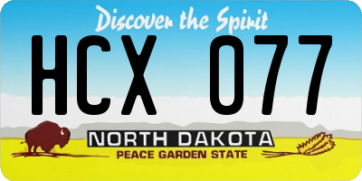 ND license plate HCX077