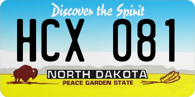ND license plate HCX081