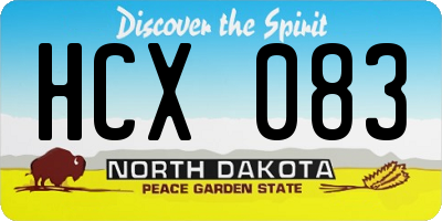 ND license plate HCX083