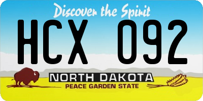 ND license plate HCX092